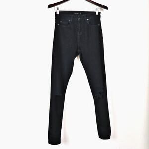 Obey Size 25 Slasher Skinny Jeans Destroyed Knees Stretch Denim Black